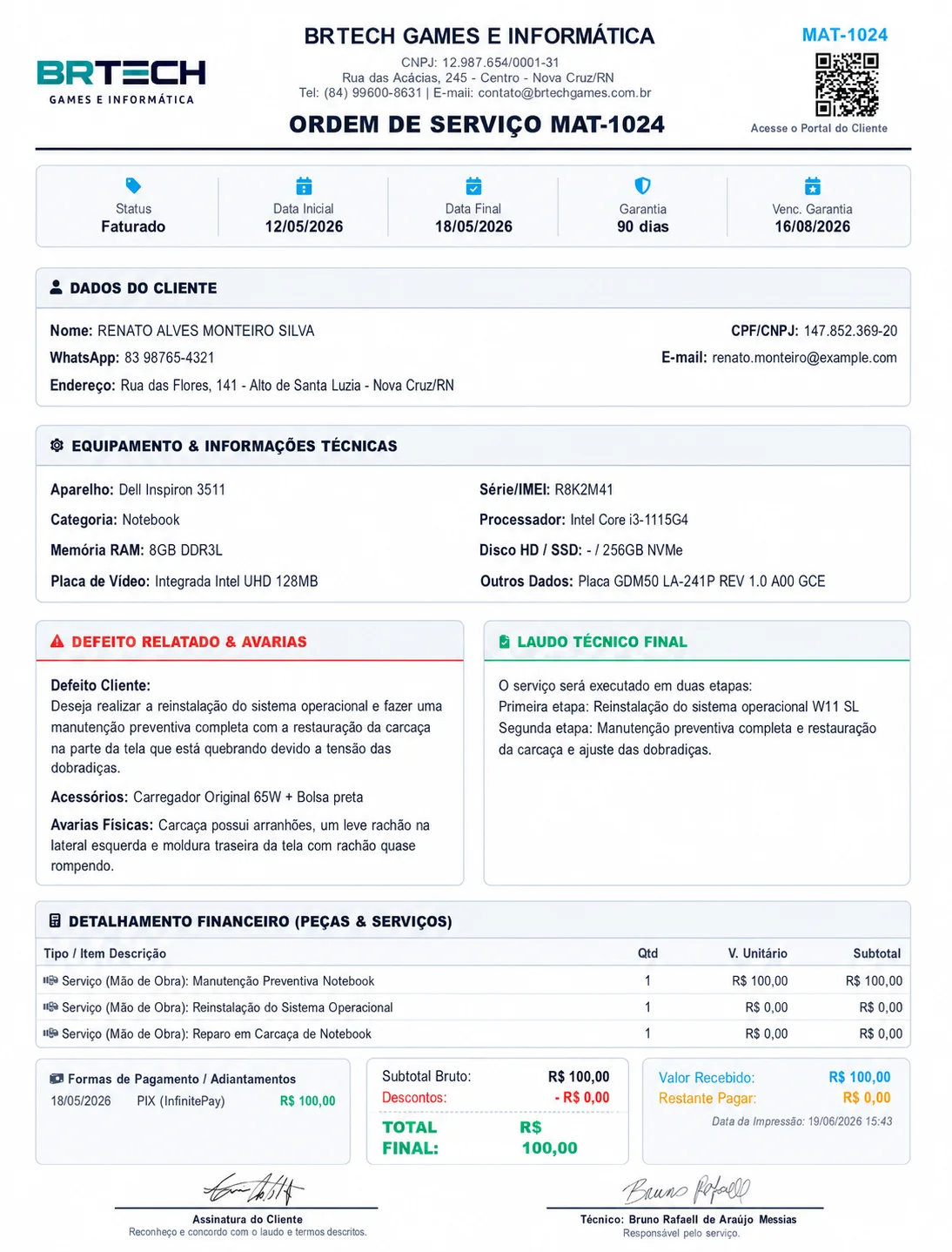 Ordem de serviço completa - folha 1